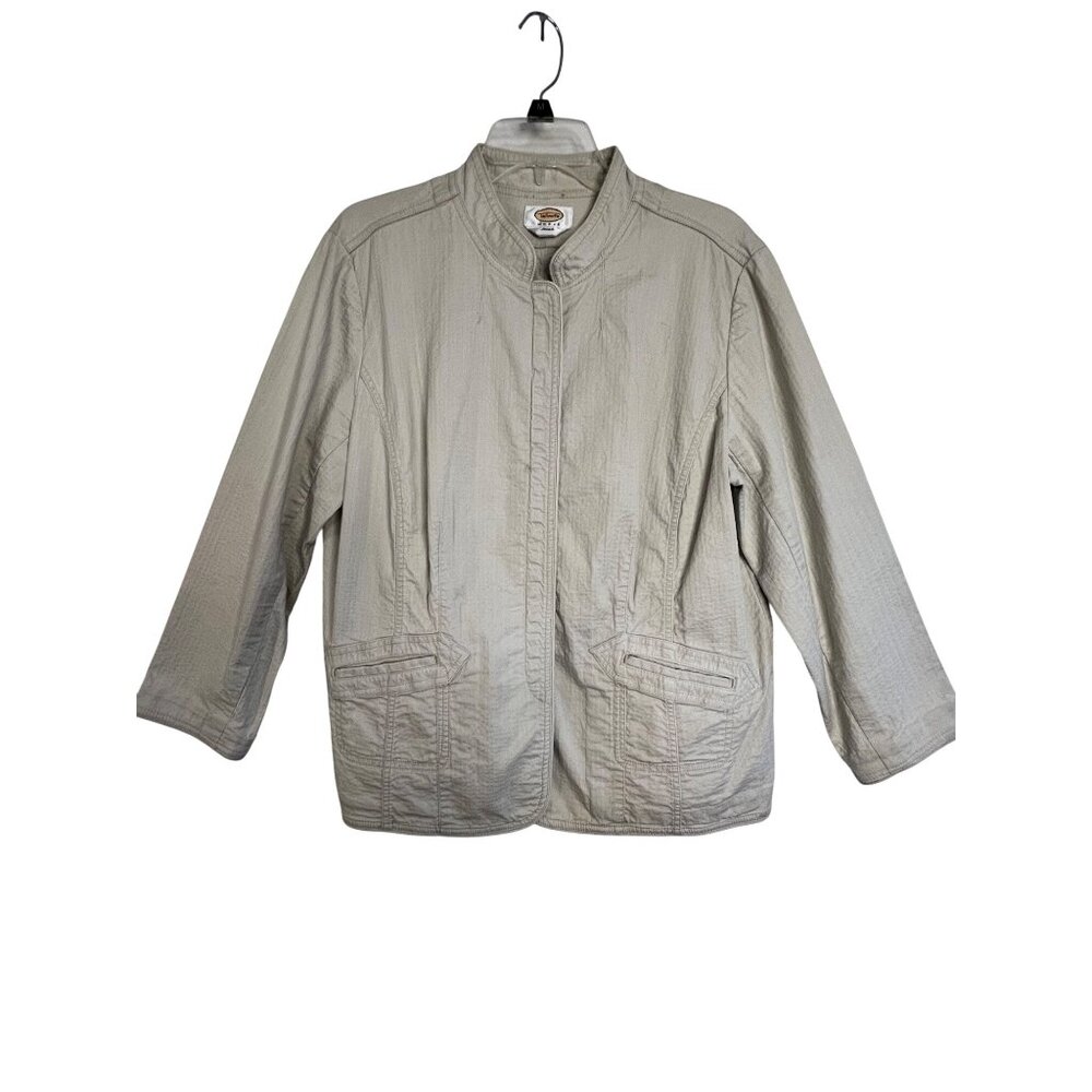 Talbots Womens Beige Lightweight Stretch Jacket Size 2X Cotton Blend Outdoors
